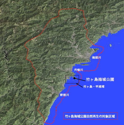 竹ヶ島海域公園自然再生の対象区域を示す地図